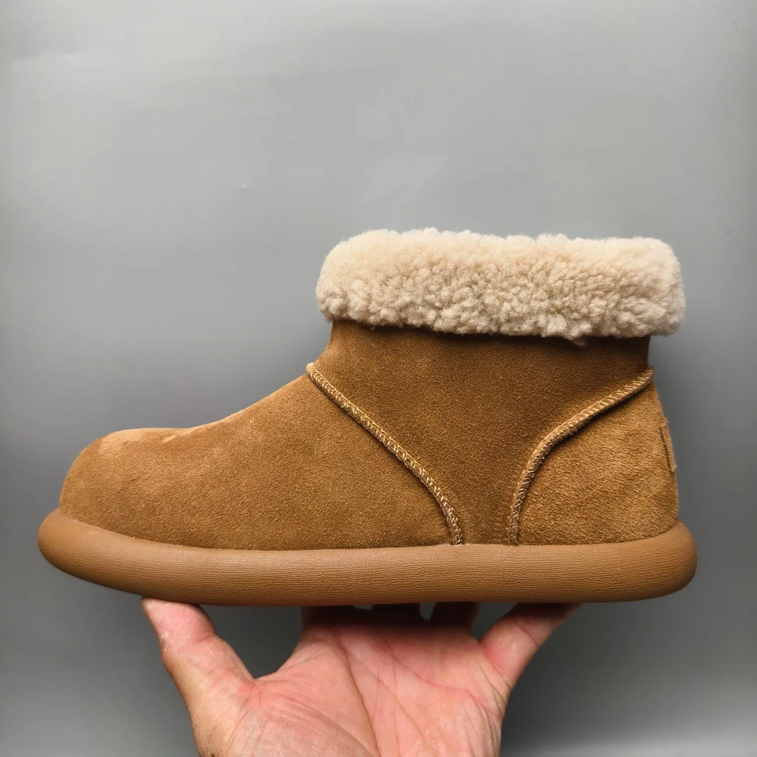 💰540 UGG sheepskin all-in-one snow boots 1618-5 rubber wear-resistant sole casual shoes Color: Gray Maroon Sand Matching size: 35-40